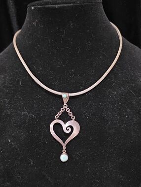 Vintage Sterling Silver Heart Pendant Necklace
